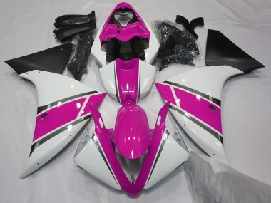 Bianco Lucido & Rosa 09-11 Yamaha R1 Carene Moto