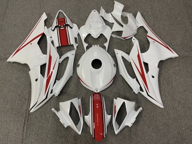 Bianco Lucido & Rosso 08-16 Yamaha R6 Carene Moto