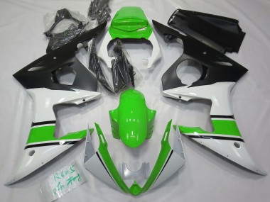 Bianco Lucido & Verde 03-04 Yamaha R6 Carene Moto