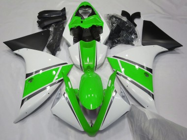 Bianco Lucido & Verde 09-11 Yamaha R1 Carene Moto