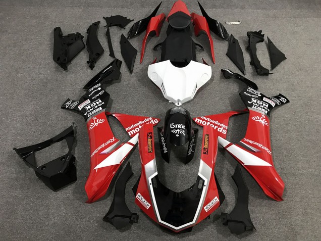 Lucido Stile Personalizzato Rosso Nero & Bianco 15-19 Yamaha R1 Carene Moto