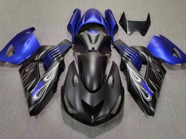 Nero Opaco & Blu 06-11 Kawasaki ZX14R Carene Moto