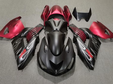 Nero Opaco & Rosso 06-11 Kawasaki ZX14R Carene Moto